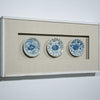 Legend of Asia Home Decor Handpainted Blue & White Porcelain Flower Plates Set of 3 - Wooden Shadow Box /S10