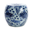 Legend of Asia Home Decor Legend of Asia B&W Carved Fish Drum Stool