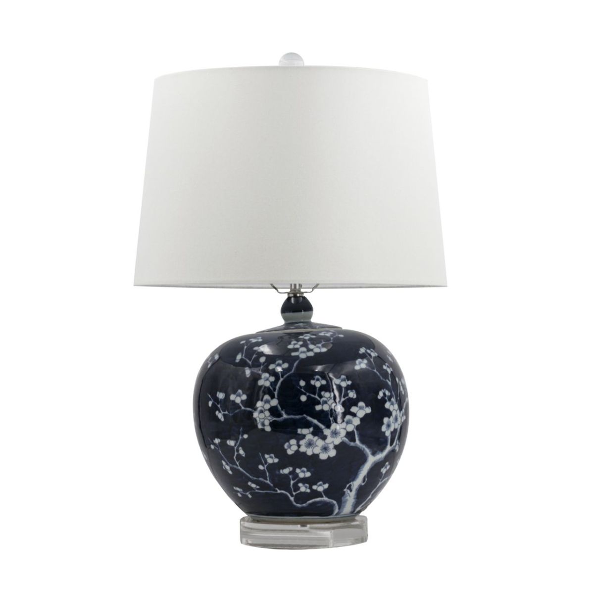 Legend of Asia Lighting Legend of Asia B&W Plum Melon Shape Lamp