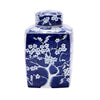 Legend of Asia Home Decor Legend of Asia B&W Square Tea Jar Plum Motif
