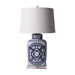 Legend of Asia Lighting Legend of Asia B&W Square Tea Jar With Pattern of Lines Lamp