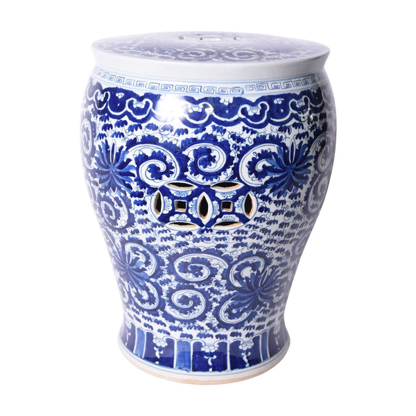 Legend of Asia Home Legend of Asia B&W Twisted Lotus Drum Stool
