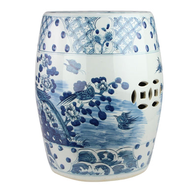 Legend of Asia Home Decor Legend of Asia B&W Village Flower Bird Garden Stool