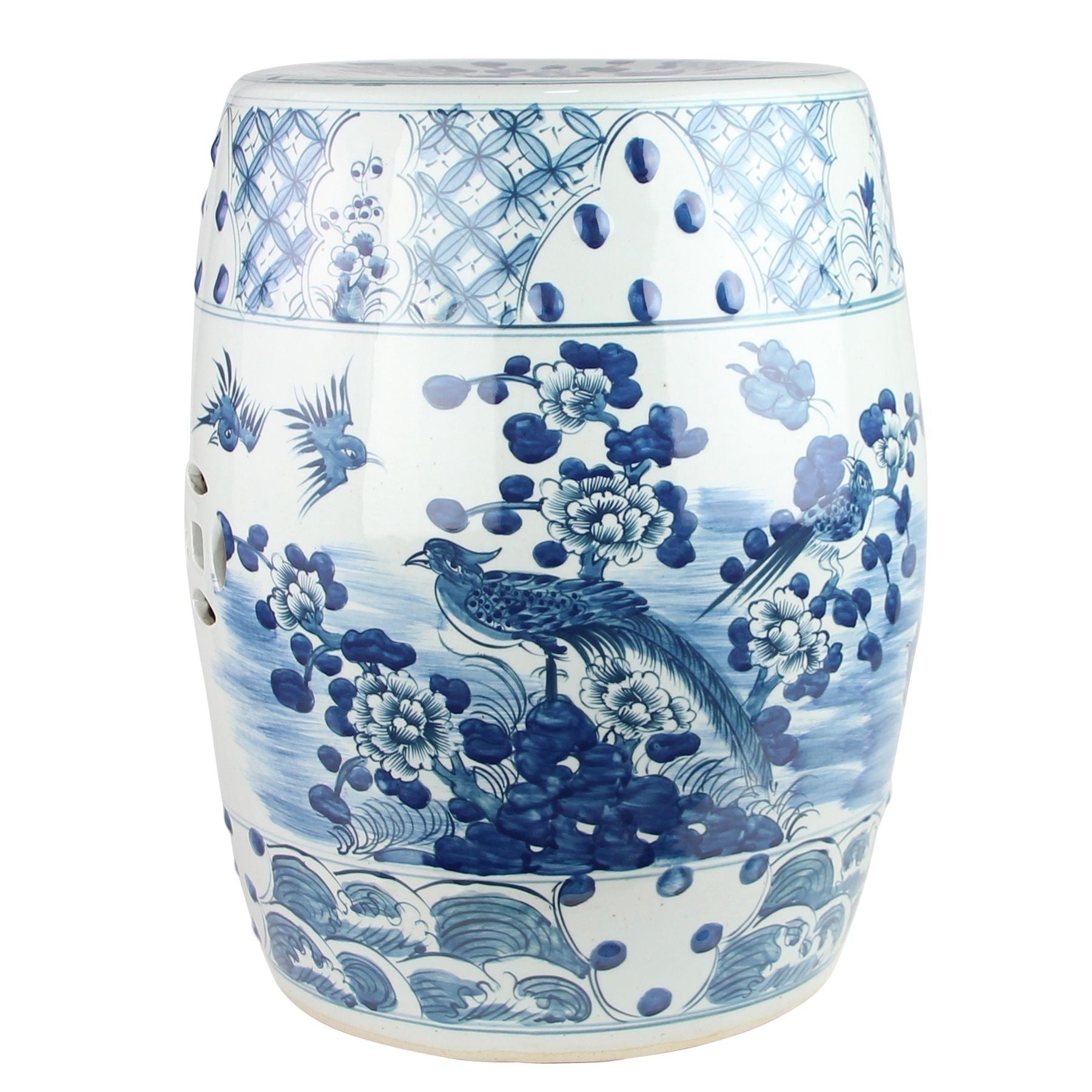 Legend of Asia Home Decor Legend of Asia B&W Village Flower Bird Garden Stool