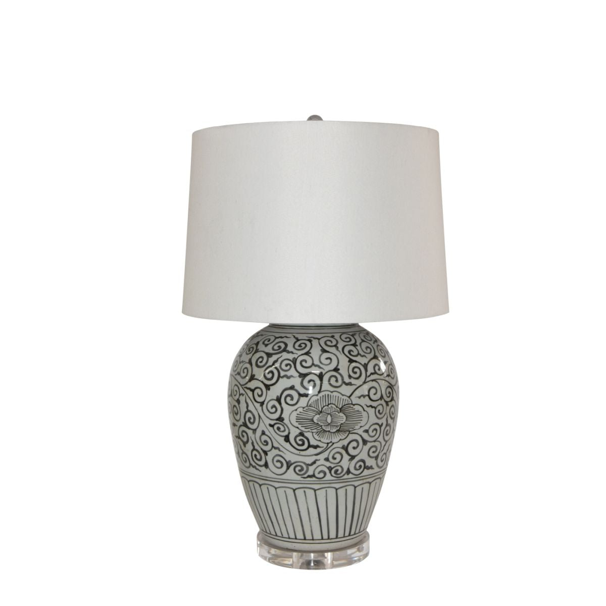 Legend of Asia Lighting Legend of Asia Black Peony Open Top Porcelain Urn Lamp