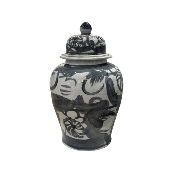 Legend of Asia Home Decor Legend of Asia Black Silla Flower Temple Jar Medium