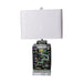 Legend of Asia Lighting Legend of Asia Black Square Tea Jar Dragon Motif Lamp