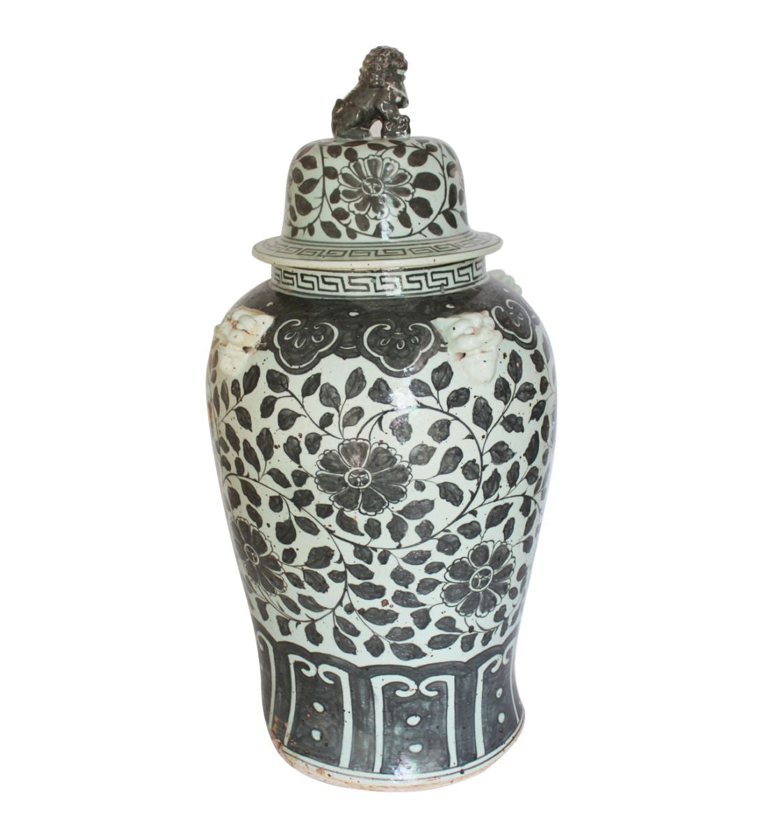 Legend of Asia Home Decor Legend of Asia Black Vine Lion Lid Temple Jar Large