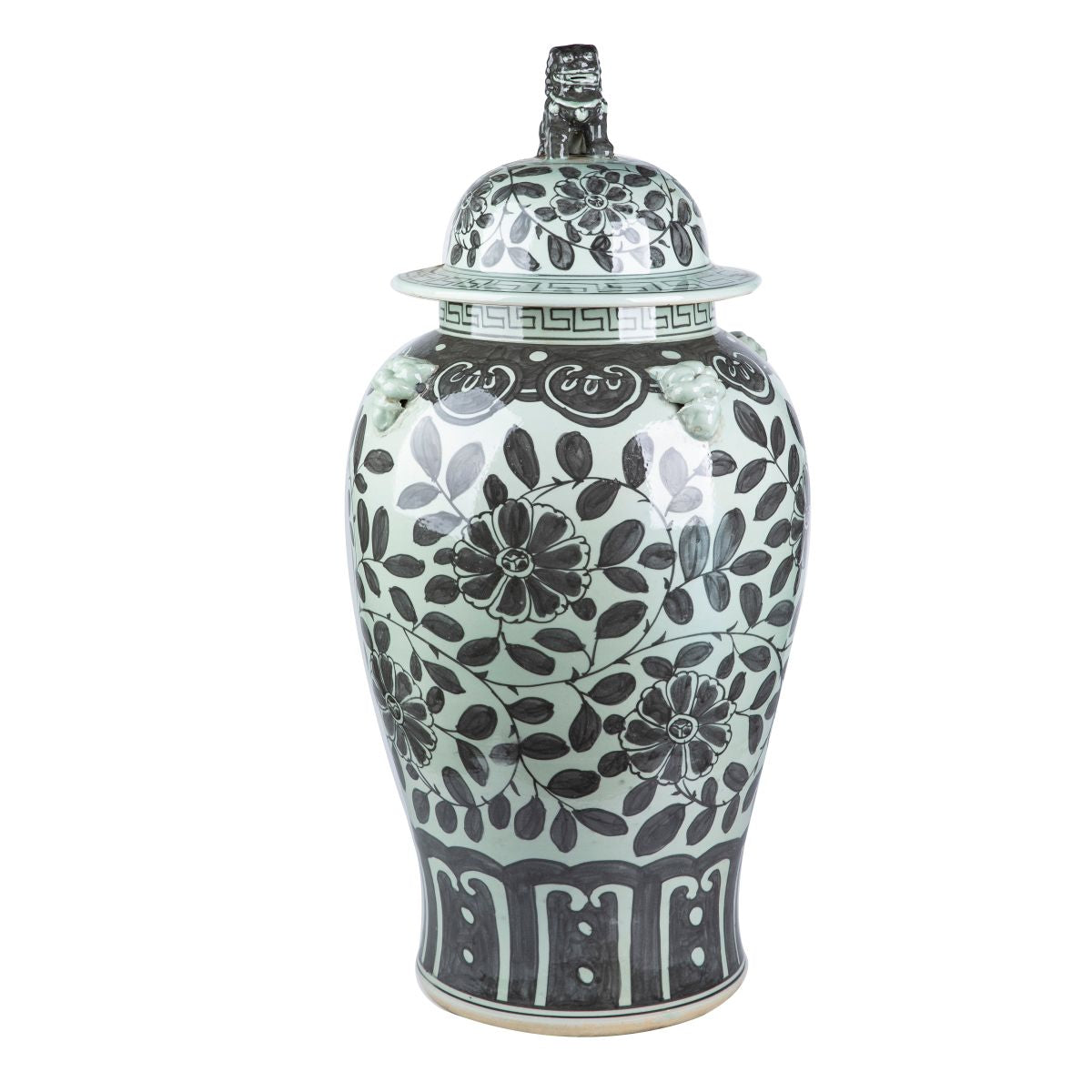 Legend of Asia Home Decor Legend of Asia Black Vine Lion Lid Temple Jar Large