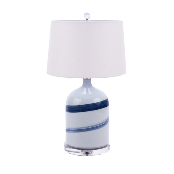 Legend of Asia Lighting Legend of Asia Blue and White Brushstroke Spin Table Lamp