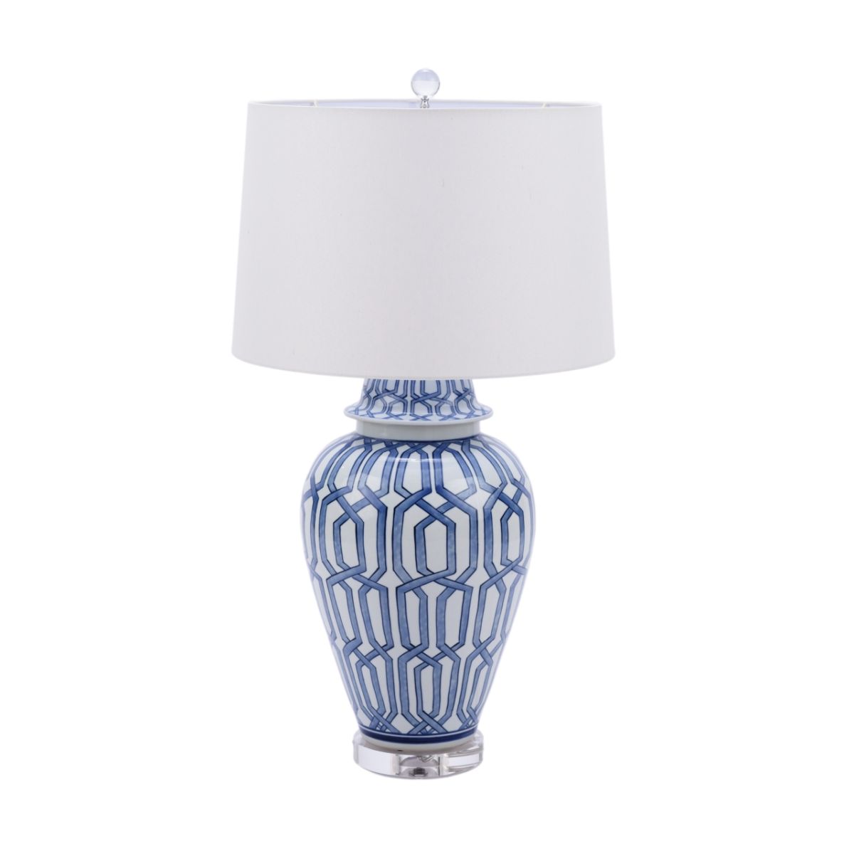 Legend of Asia Lighting Legend of Asia Blue and White Cross Diamond Table Lamp