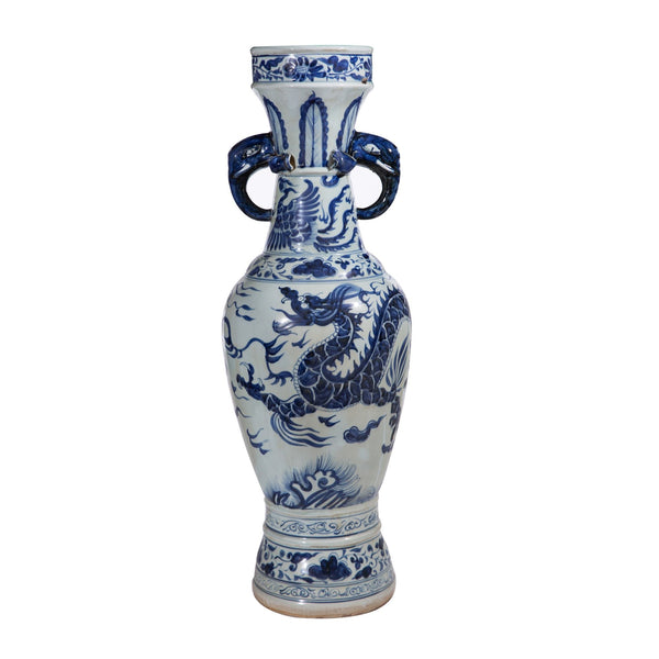 Legend of Asia Home Legend of Asia Blue And White Dragon Vase Elephant Nose Handle