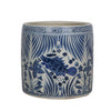 Legend of Asia Giftware Legend of Asia Blue And White Fish Lotus Greek Key Cachepot