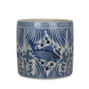 Legend of Asia Giftware Legend of Asia Blue And White Fish Lotus Greek Key Cachepot