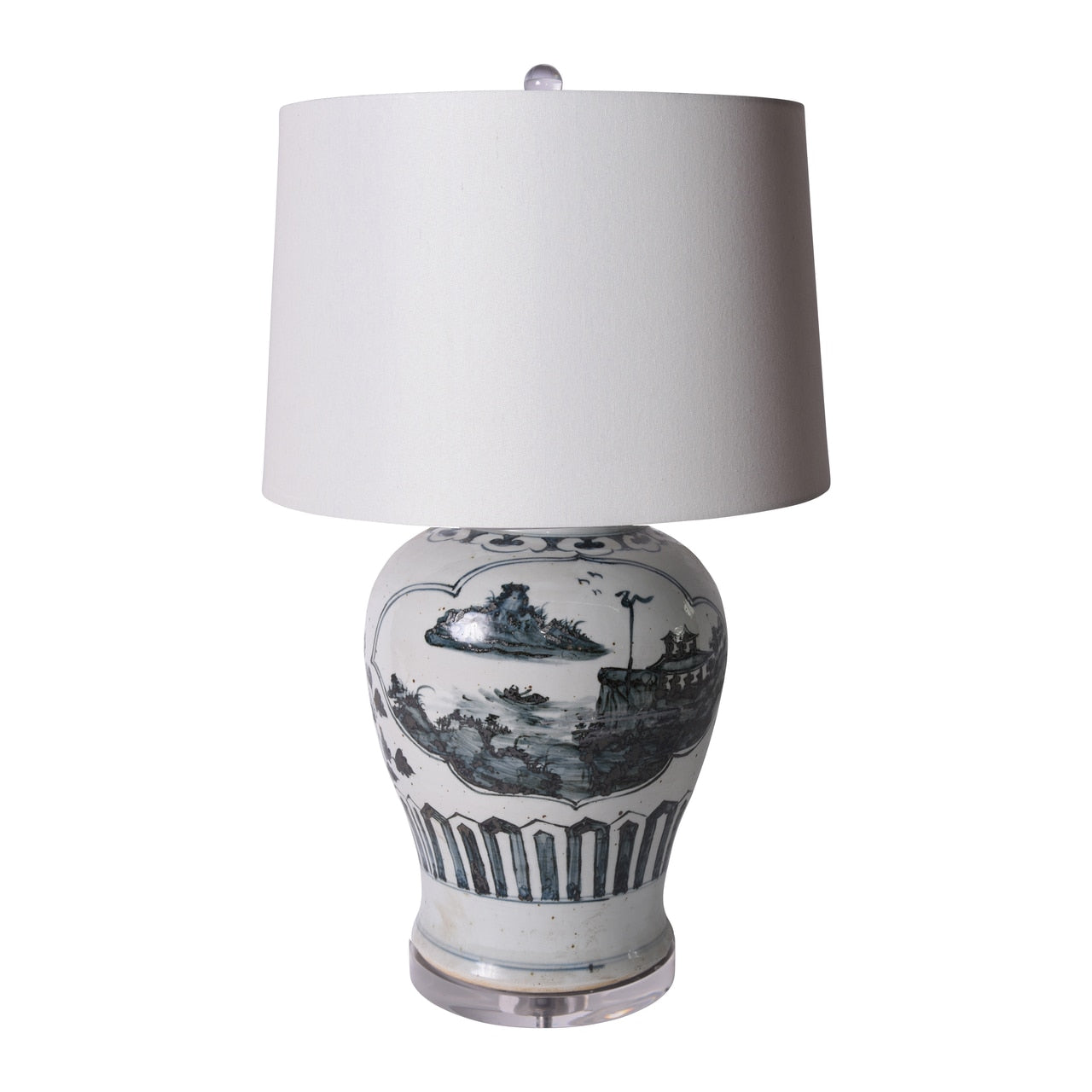 Legend of Asia Home Decor Legend of Asia Blue And White Landscape Medallion Lamp  by Legend of Asia