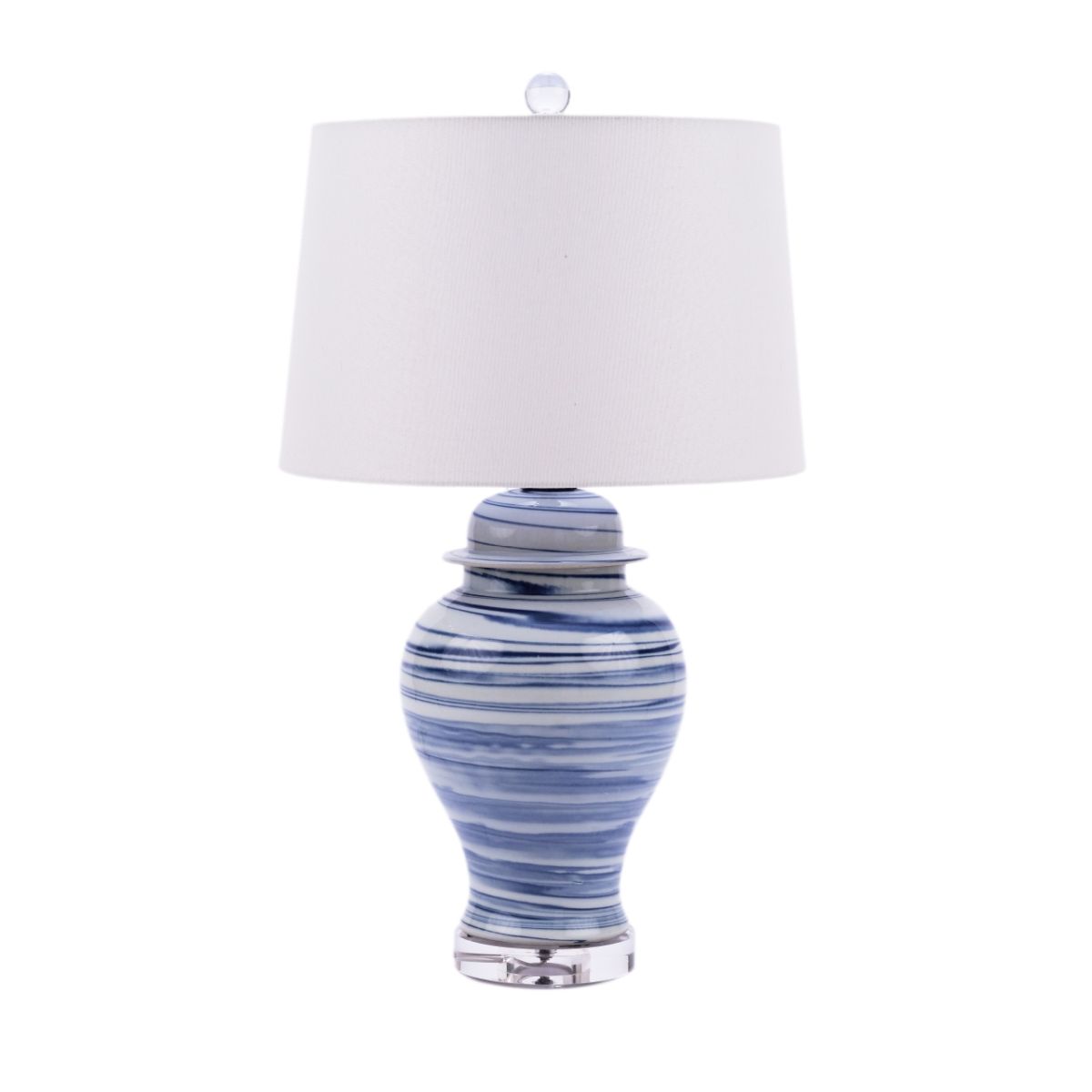 Legend of Asia Lighting Legend of Asia Blue and White Marbleized Porcelain Temple Jar Table Small Lamp