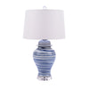 Legend of Asia Lighting Legend of Asia Blue and White Marbleized Porcelain Temple Jar Table Small Lamp