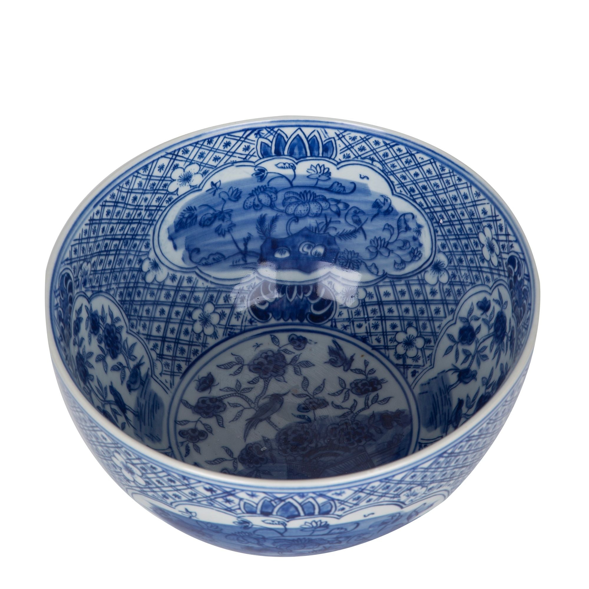 Legend of Asia Home Decor Legend of Asia Blue And White Medallion Flower Bird Bowl