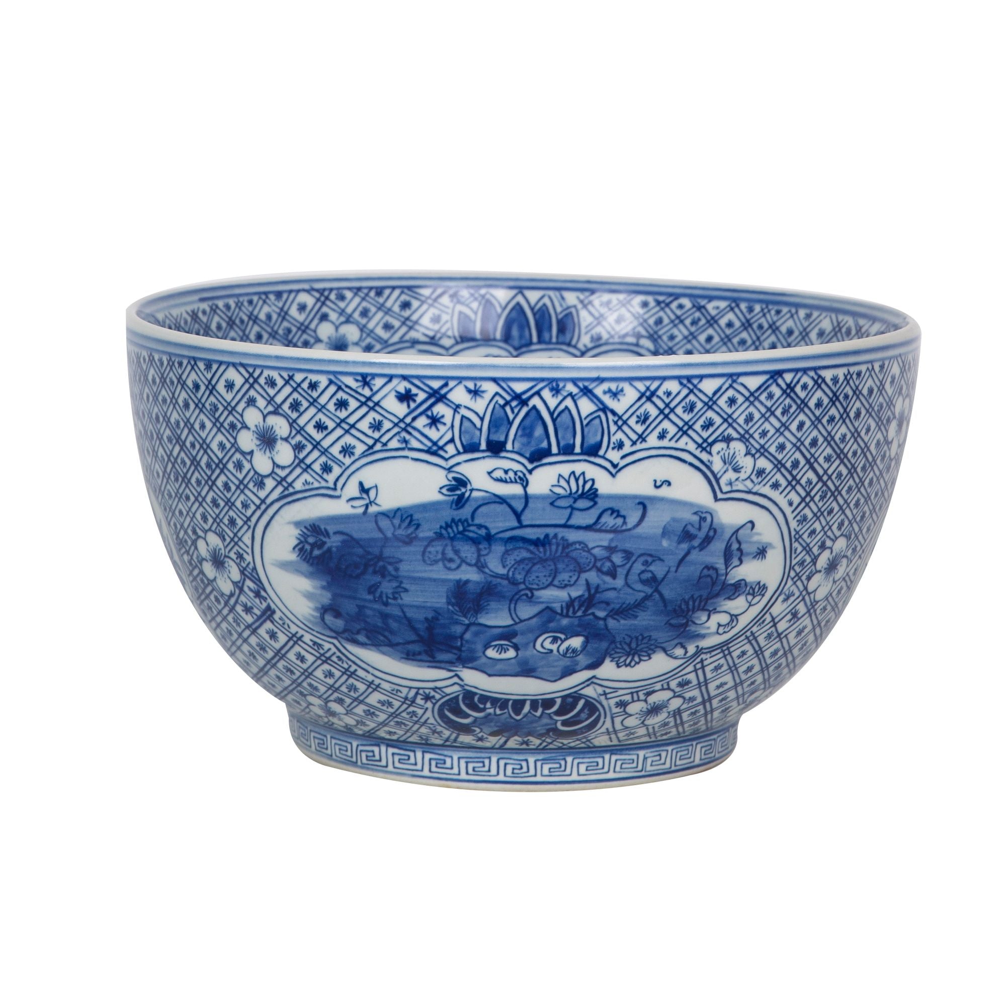 Legend of Asia Home Decor Legend of Asia Blue And White Medallion Flower Bird Bowl