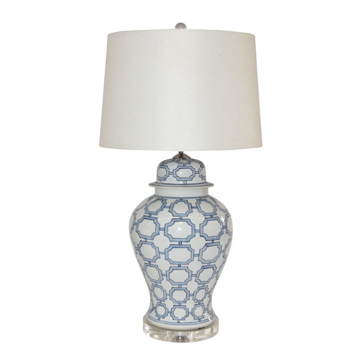 Legend of Asia Lighting Legend of Asia Blue And White Octagonal Window Temple Jar Lamp