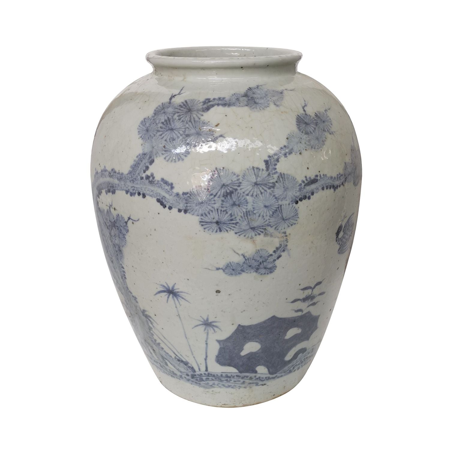 Legend of Asia Home Legend of Asia Blue And White Open Top Jar With Pine Deer Motif