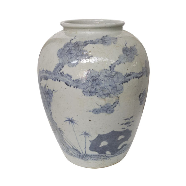 Legend of Asia Home Legend of Asia Blue And White Open Top Jar With Pine Deer Motif