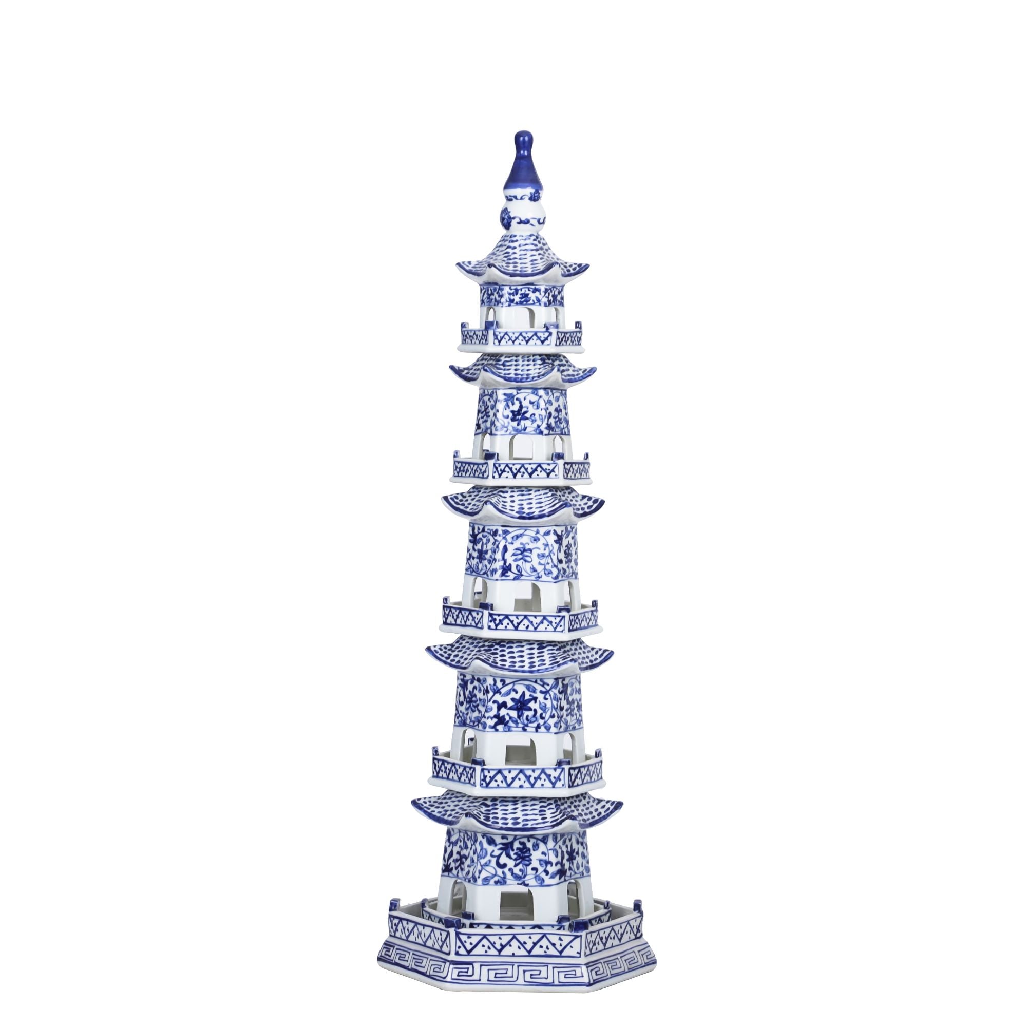 Legend of Asia Home Legend of Asia Blue And White Pagoda 5 Tier Twisted Vine Motif