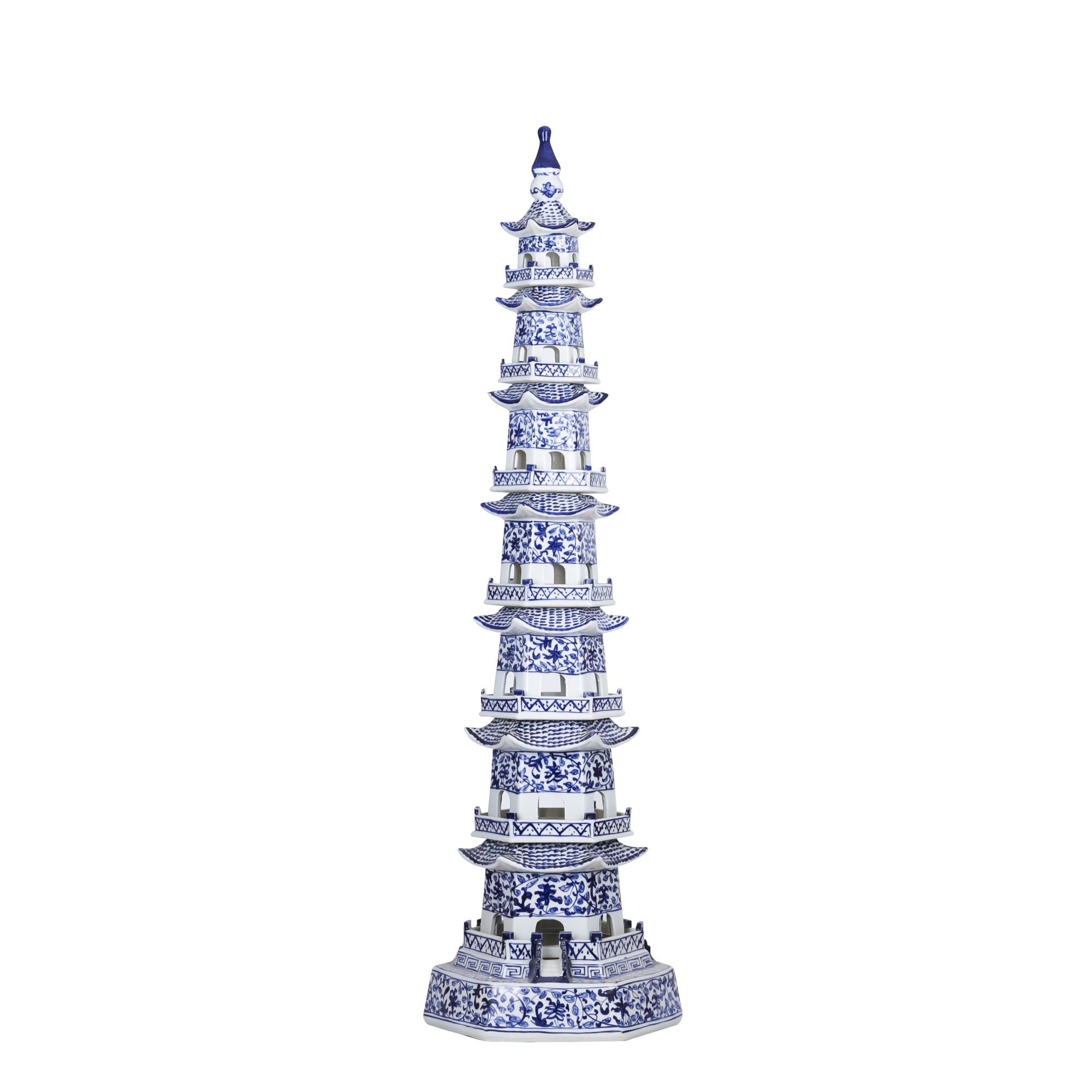 Legend of Asia Home Legend of Asia Blue And White Pagoda 7 Tier Twisted Vine Motif