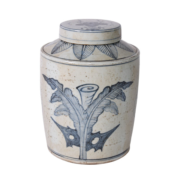 Legend of Asia Home Legend of Asia Blue And White Palm Leaf Tea Jar