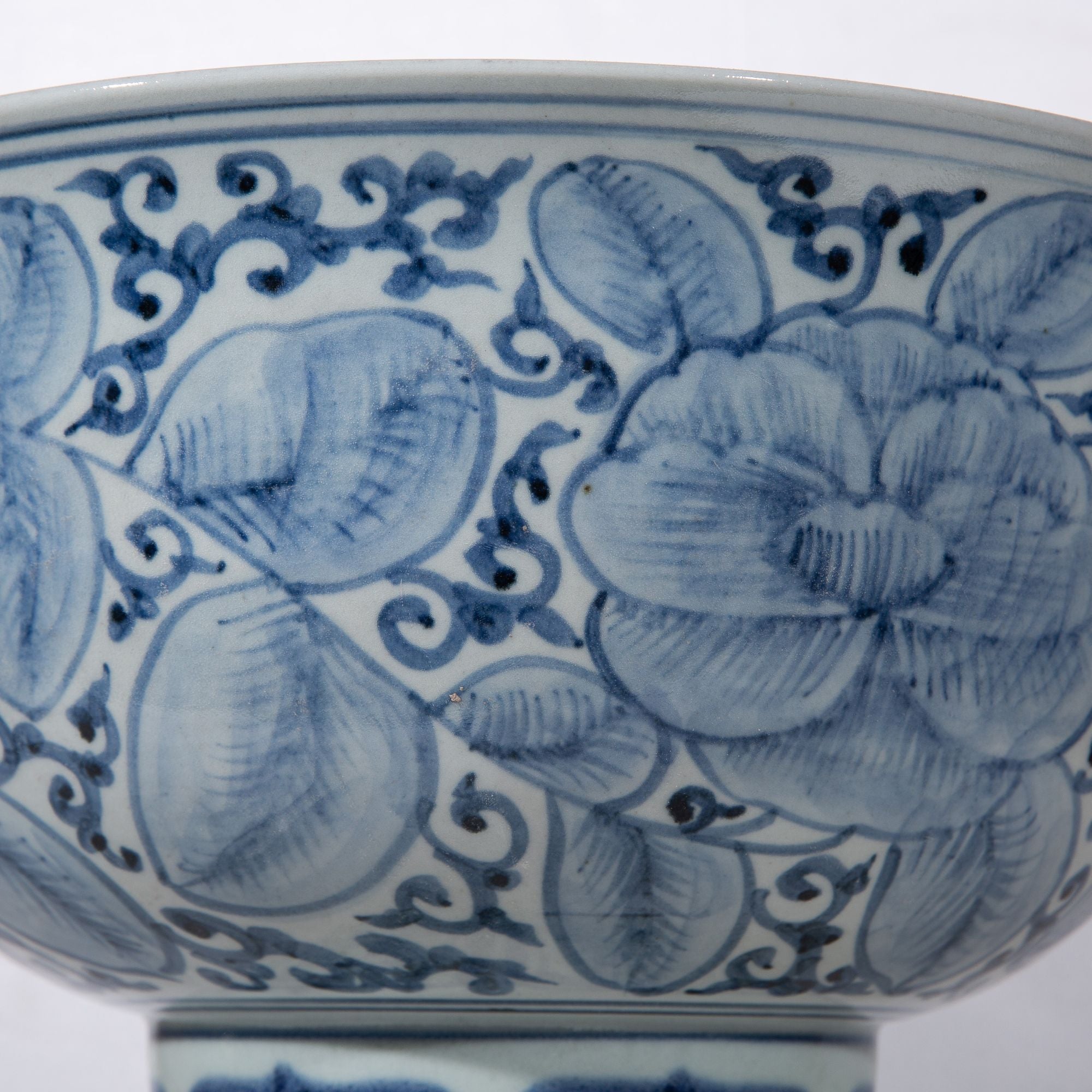Legend of Asia Home Decor Legend of Asia Blue And White Peony Mortif Serving Bowl Tall Base