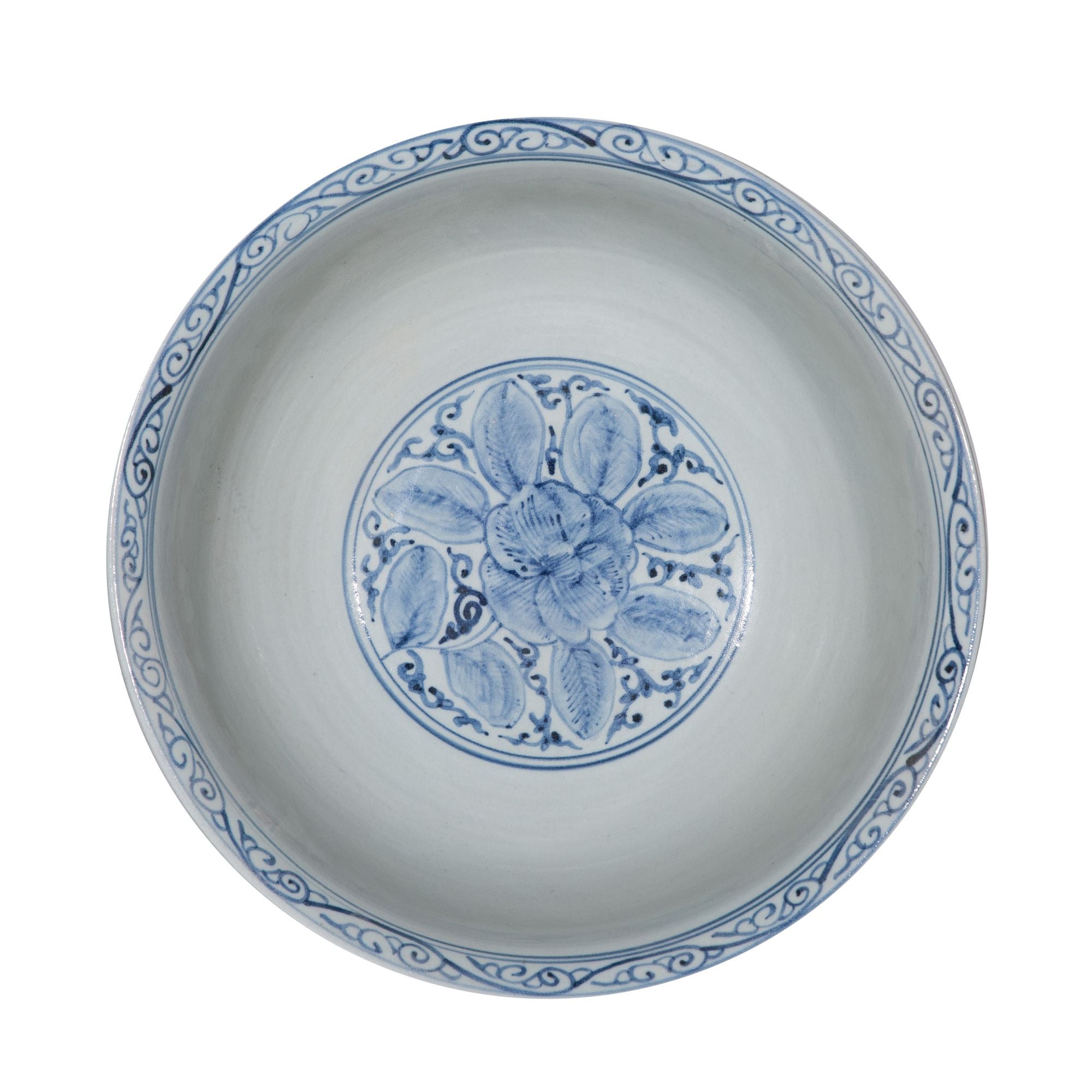 Legend of Asia Home Decor Legend of Asia Blue And White Peony Mortif Serving Bowl Tall Base