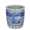 Legend of Asia Giftware Legend of Asia Blue And White Porcelain Fish Planter With Lion Handle