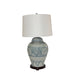 Legend of Asia Lighting Legend of Asia Blue And White Porcelain Lidded Peony Jar Lamp Wood Base