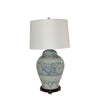 Legend of Asia Lighting Legend of Asia Blue And White Porcelain Lidded Peony Jar Lamp Wood Base