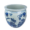 Legend of Asia Home Decor Legend of Asia Blue And White Porcelain Magnolia Pheasant Planter Lion Handle