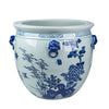 Legend of Asia Home Decor Legend of Asia Blue And White Porcelain Magnolia Pheasant Planter Lion Handle