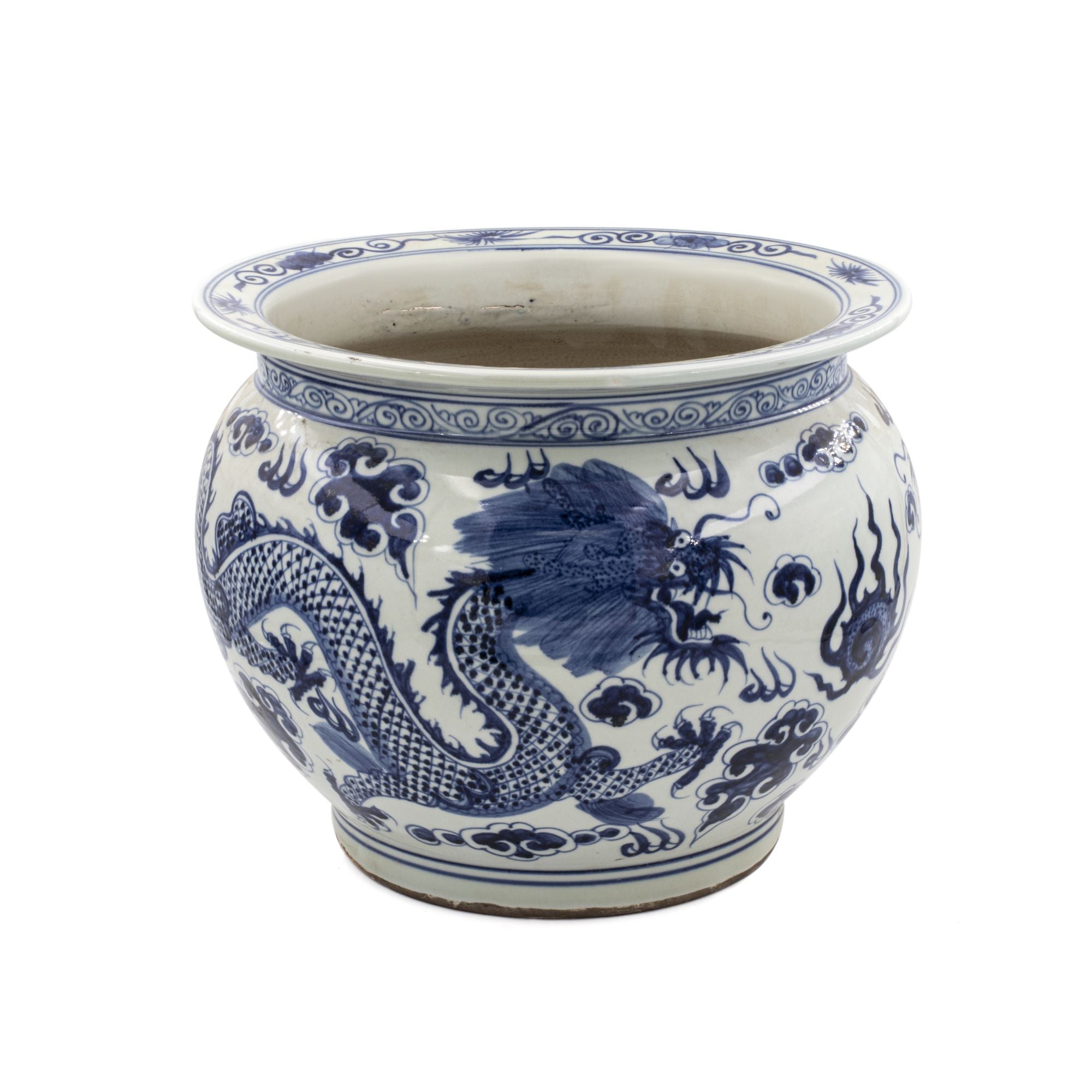 Legend of Asia Home Decor Legend of Asia Blue And White Porcelain Pot Planter Dragon Motif
