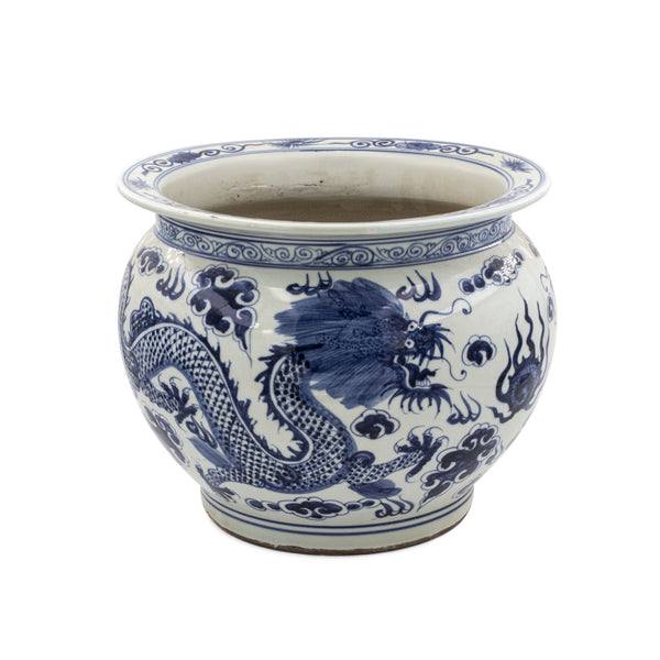 Legend of Asia Home Decor Legend of Asia Blue And White Porcelain Pot Planter Dragon Motif