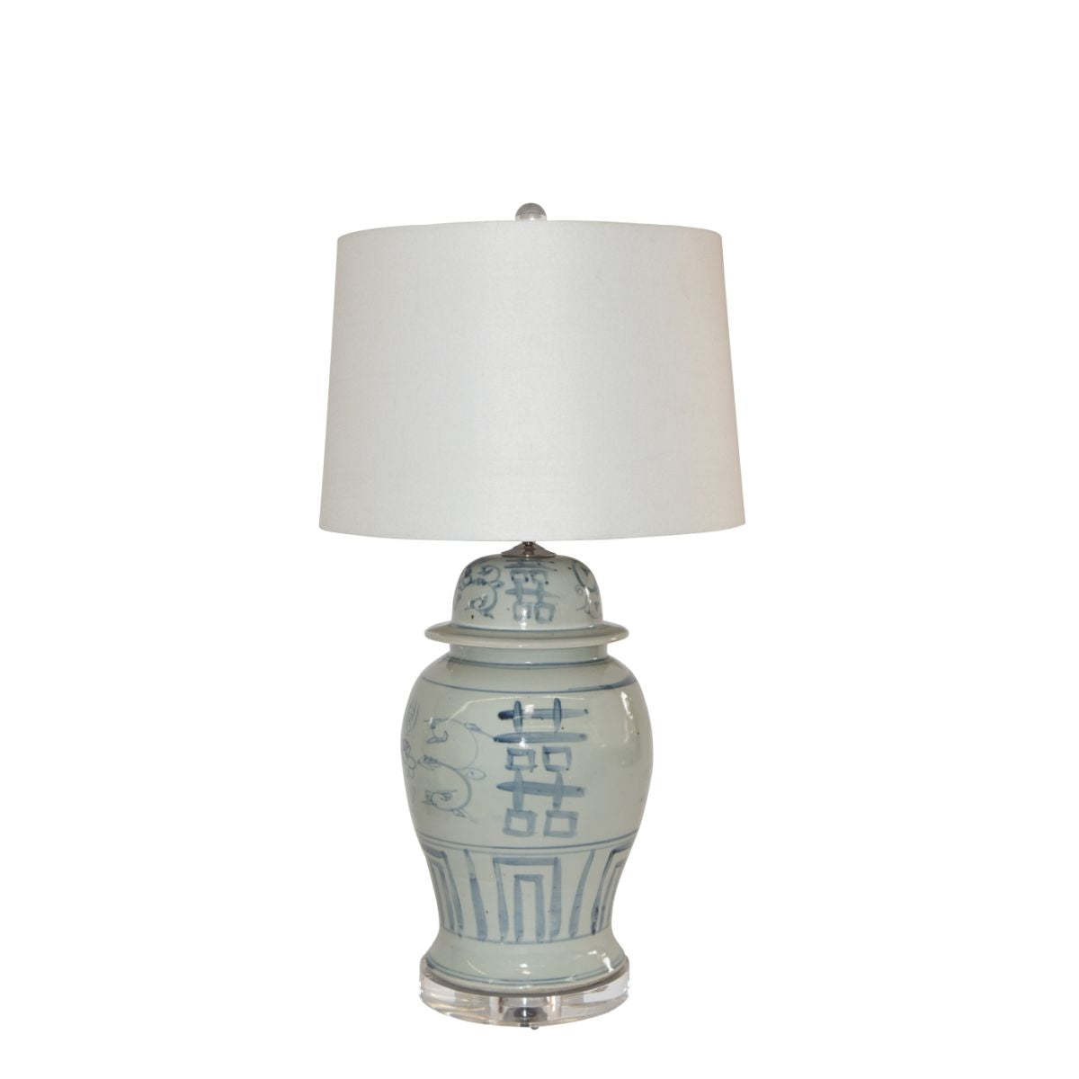 Legend of Asia Lighting Legend of Asia Blue And White Porcelain Seagrass Double Happiness Temple Jar Lamp