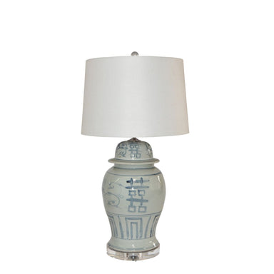 Legend of Asia Lighting Legend of Asia Blue And White Porcelain Seagrass Double Happiness Temple Jar Lamp