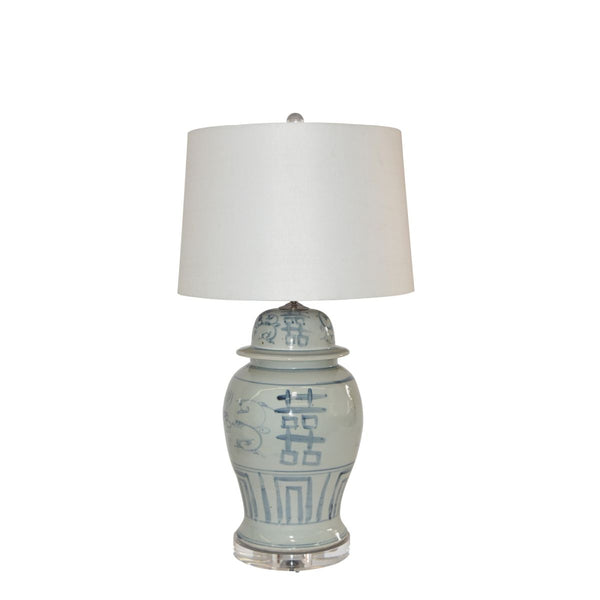 Legend of Asia Lighting Legend of Asia Blue And White Porcelain Seagrass Double Happiness Temple Jar Lamp