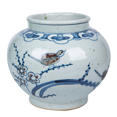 Legend of Asia Home Legend of Asia Blue And White Small Jar With Red Bird