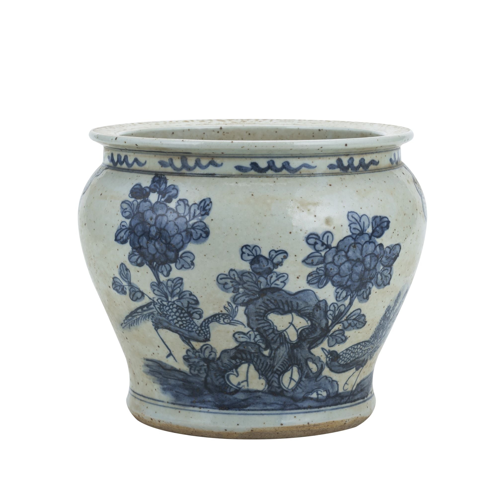 Legend of Asia Home Decor Legend of Asia Blue And White Small Planter Flower With Pheasant