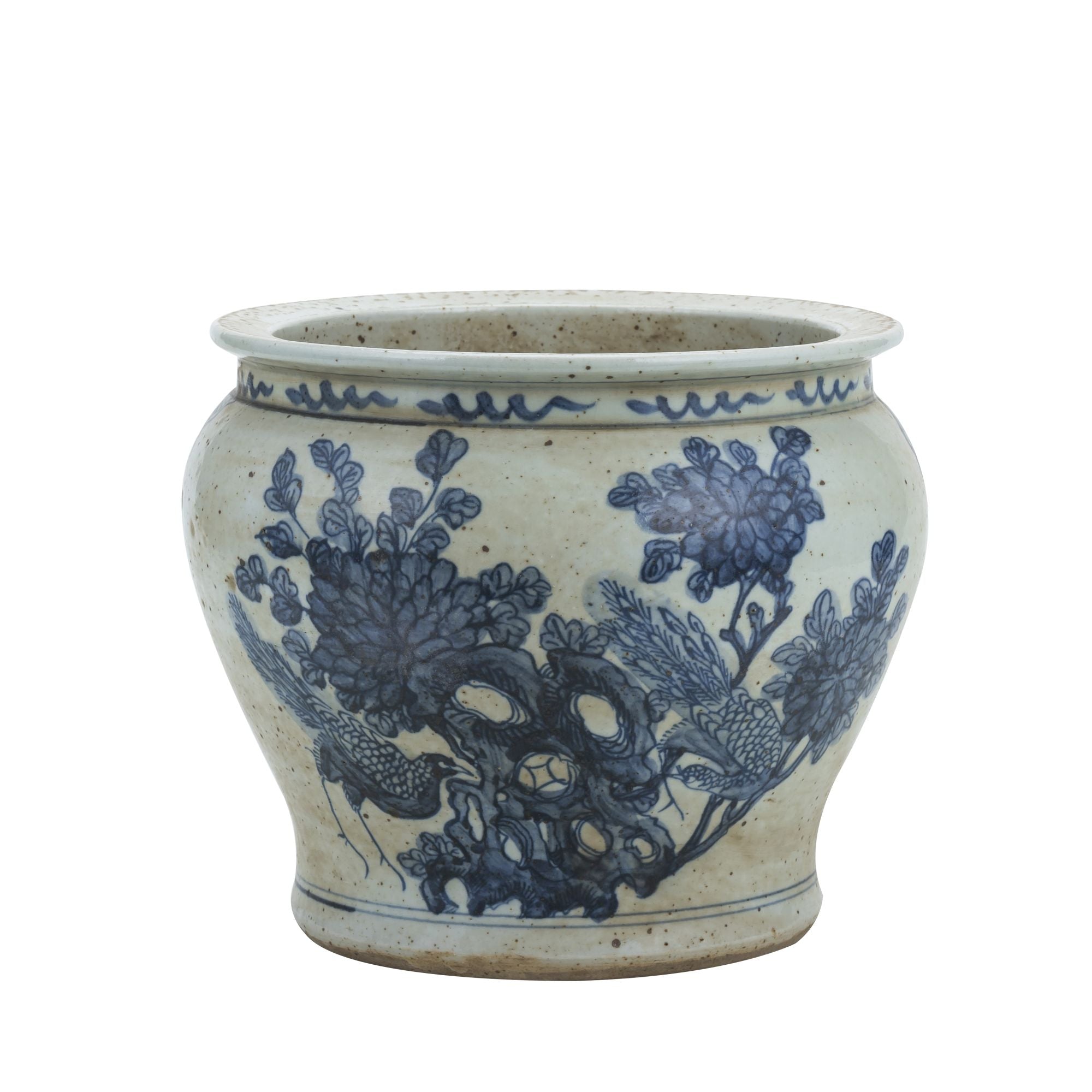Legend of Asia Home Decor Legend of Asia Blue And White Small Planter Flower With Pheasant