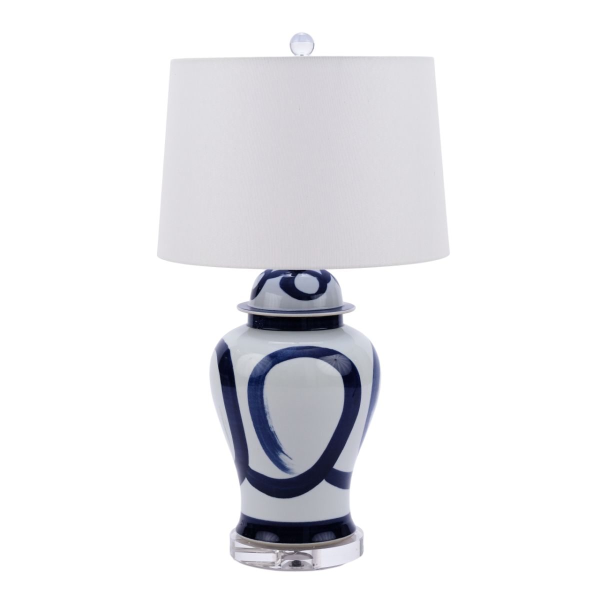 Legend of Asia Lighting Legend of Asia Blue and White Swirl Brushstroke Table Lamp