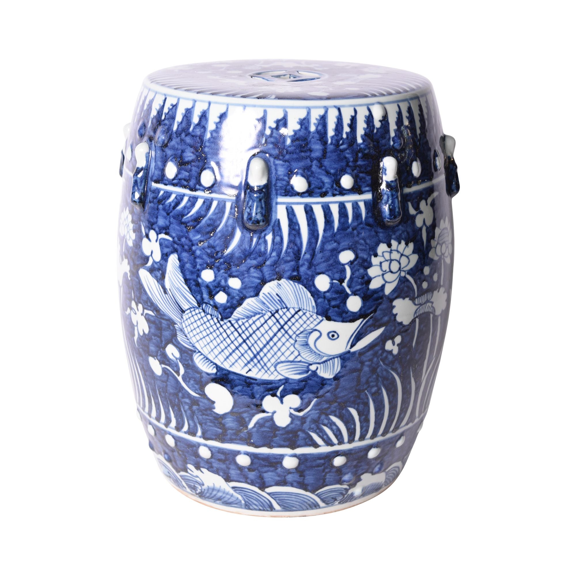 Legend of Asia Home Legend of Asia Blue Fish Lotus Garden Stool