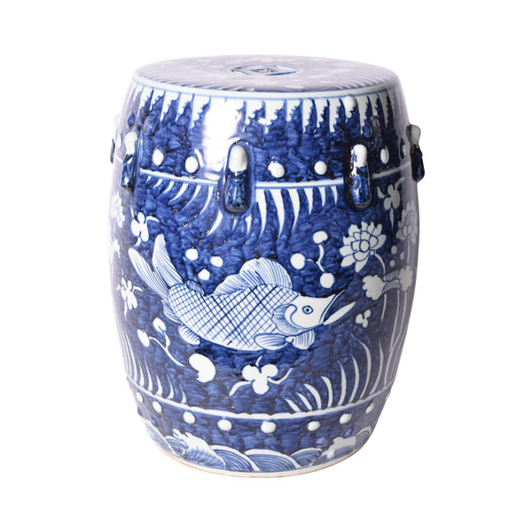 Legend of Asia Home Legend of Asia Blue Fish Lotus Garden Stool