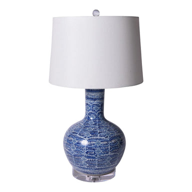 Legend of Asia Lighting Legend of Asia Blue & White Blossom Globular Vase Lamp