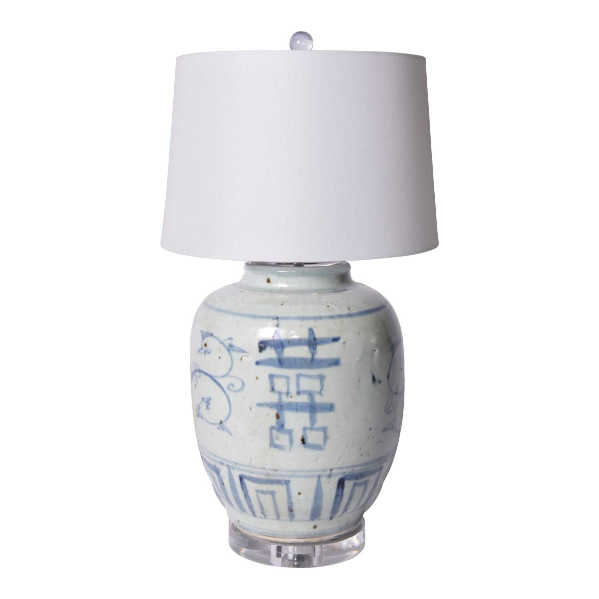 Legend of Asia Lighting Legend of Asia Blue & White Silla Double Happiness Jar Lamp