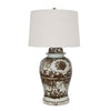 Legend of Asia Home Decor Legend of Asia Brown Silla Flower Porcelain Temple Jar Lamp